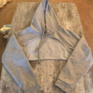 Gray Cropped Hoodie